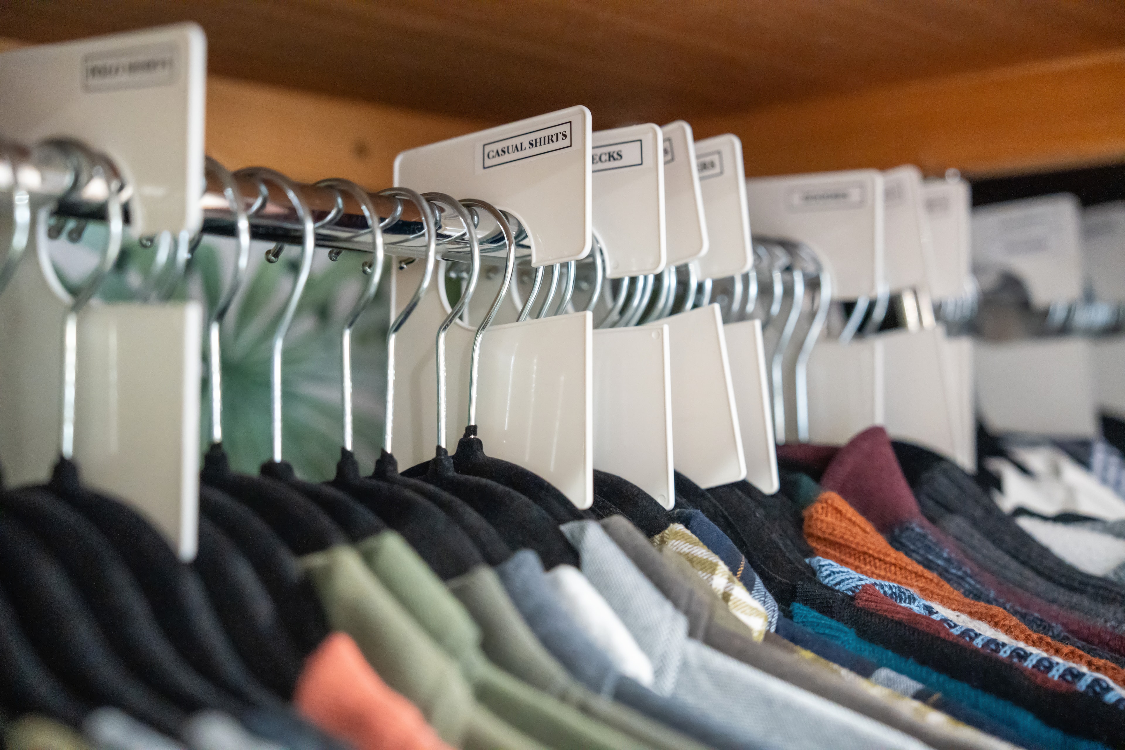 Categorised wardrobe rail